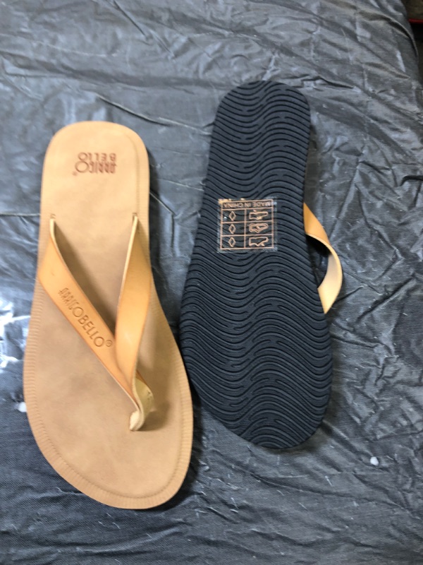 Photo 2 of AX BOXING Flip Flops For Women Thong Sandals Faux Leather Slide Beach Pool Slipper Sandals SIZE 7.5  Brown