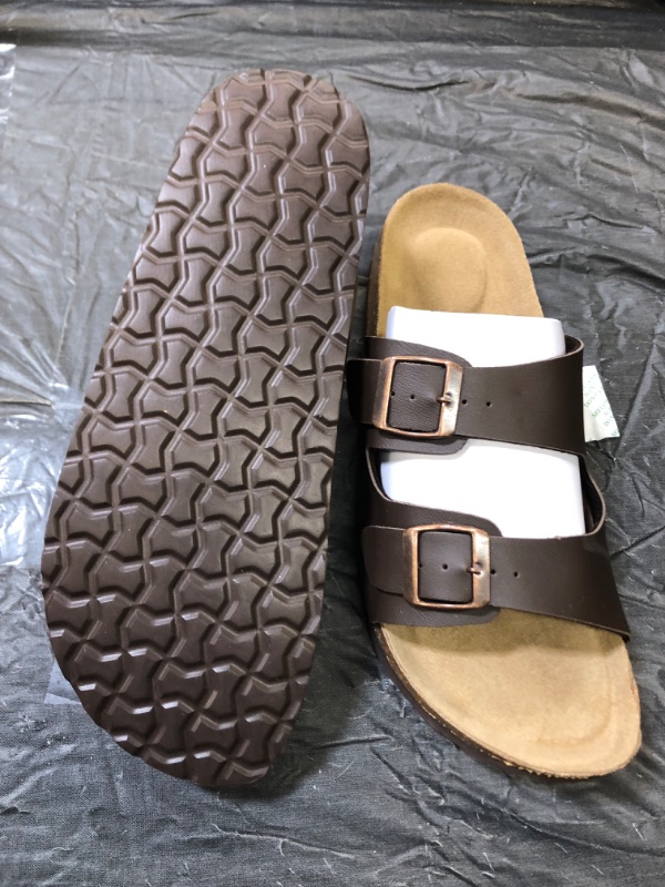 Photo 2 of CUSHIONAIRE Women's Lane Cork Footbed Sandal with +Comfort SIZE  11 Brown Nappa