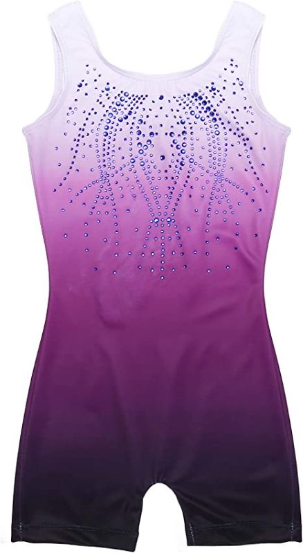 Photo 1 of ARSHINER - GIRLS MULTICOLOR GRADIENT BEDAZLED GYMNAST ROMPER - SIZE : 10