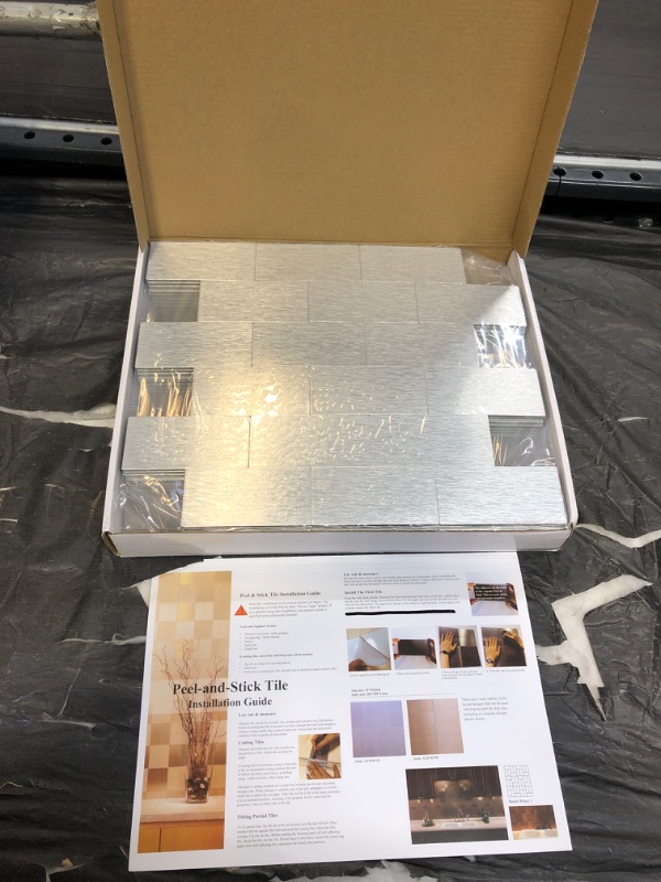 Photo 2 of Art3d 10-Piece Peel and Stick Metal Backsplash Tiles for Kitchen, Aluminum Silk Subway Tile