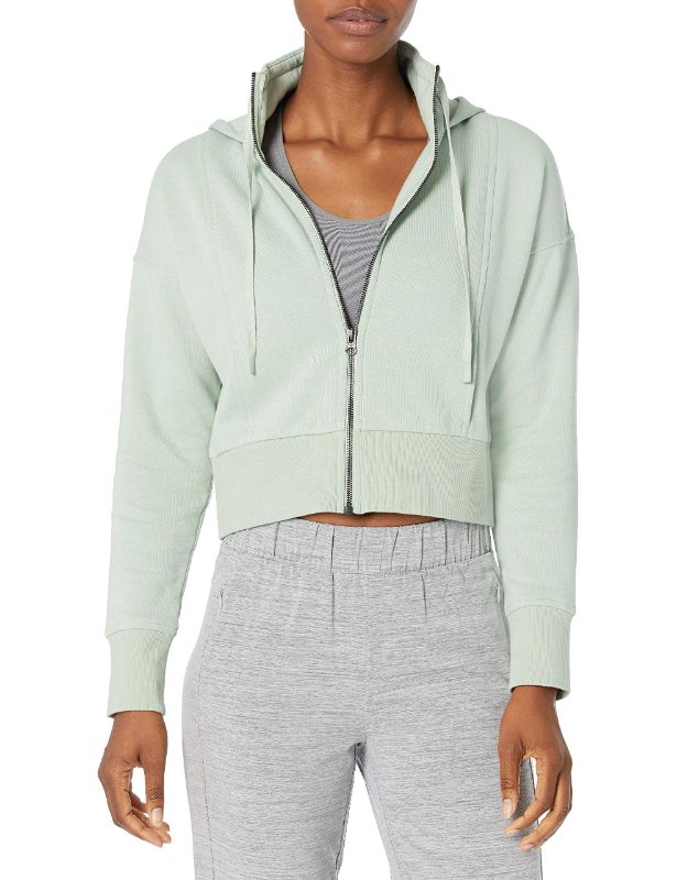 Photo 1 of Core 10 Women's Super Soft Fleece Cropped Length Zip-Up Hoodie Sweatshirt X-Large Mint Green
