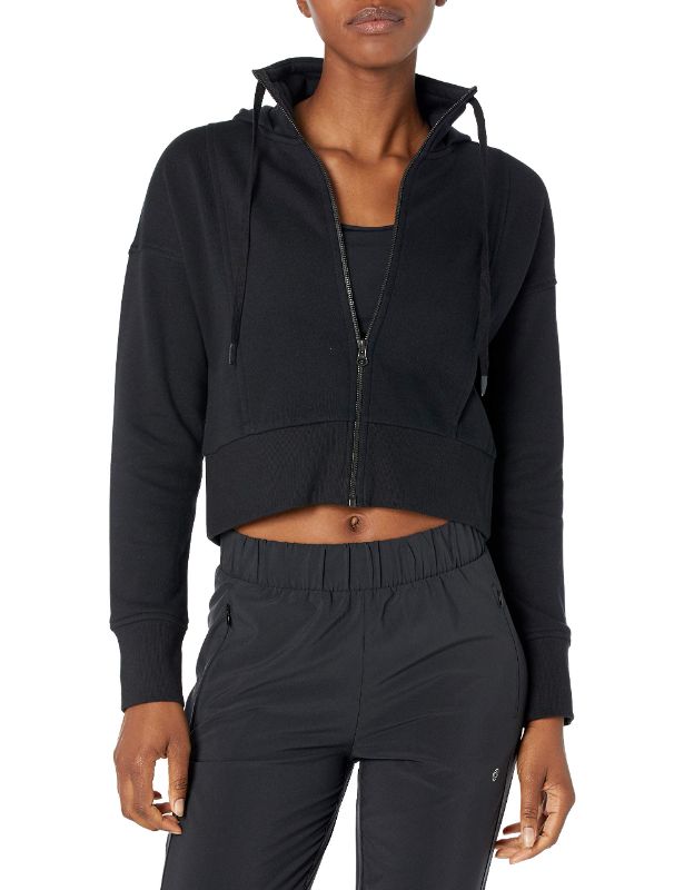 Photo 1 of Core 10 Women's Super Soft Fleece Cropped Length Zip-Up Hoodie Sweatshirt Small Black