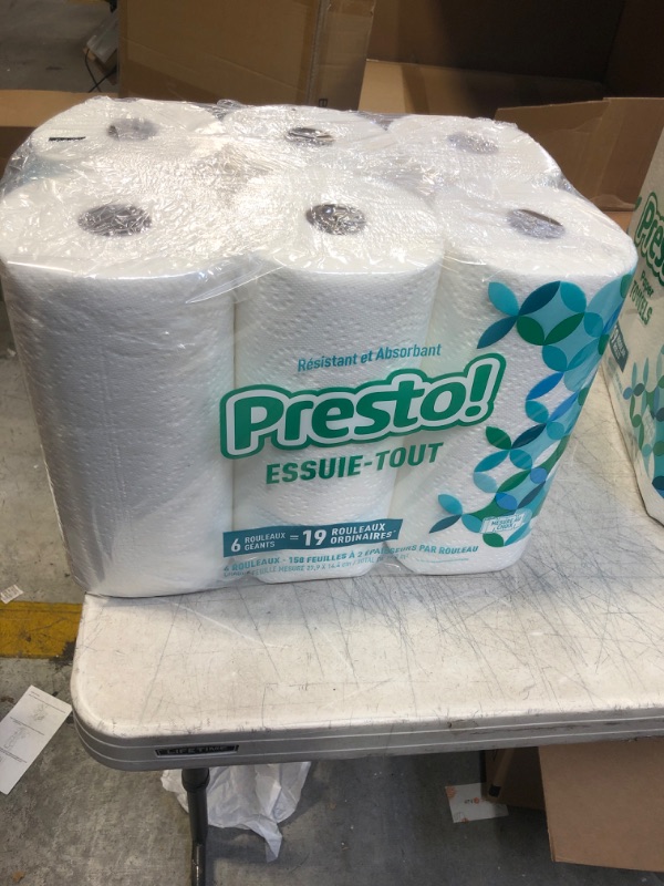 Photo 2 of Amazon Brand - Presto! Flex-a-Size Paper Towels, 158 Sheet Huge Roll, 6 Count (Pack of 1), 6 Huge Rolls = 19 Regular Rolls