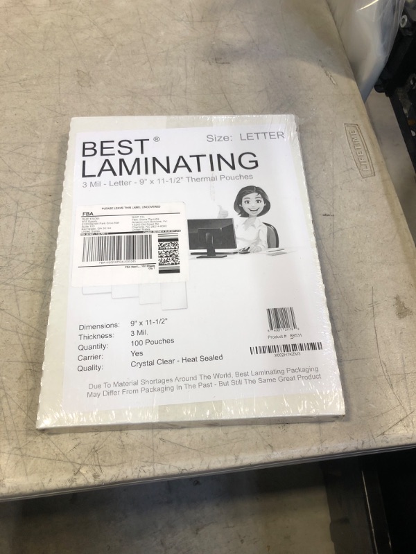 Photo 1 of Best Laminating - 3 Mil Clear Letter Size Thermal Laminating Pouches - 9 X 11.5 (100 Pouches)
