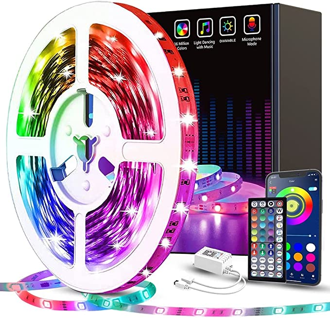 Photo 1 of Tenmiro 32.8ft Led Strip Lights, RGB LED Smart Music Sync Color Changing LED Lights Strips with Remote Led Lights for Bedroom, Room, TV, Party