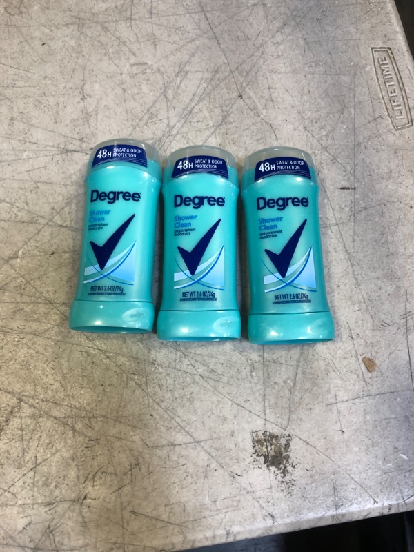 Photo 2 of Degree Dry Protection Deodorant, Shower Clean - 2.6 oz stick 3pack