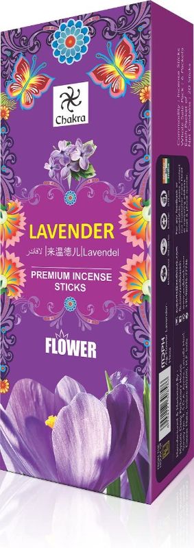 Photo 1 of Chakra Lavender Premium Natural Incense Sticks - 20 Fragrance Sticks per Box - Use It at Home or Workplace – Alluring Aroma Sticks (Total 120 Sticks)