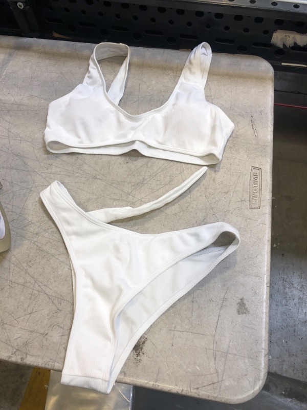 Photo 1 of 2 PC WHITE BIKINI SWIM SUIT SET ( SIZE: SM ) 