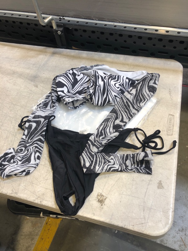 Photo 1 of 2 PC BLACK AND WHITE SWIM SUIT ( SIZE :LARGE ) 