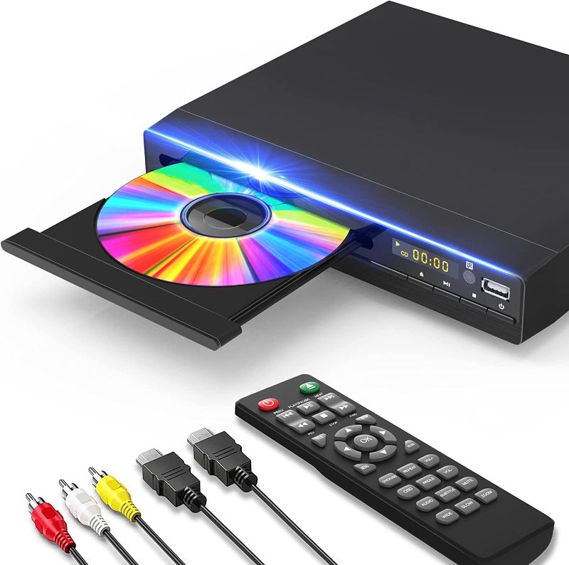 Photo 1 of HD DVD Player for TV HDMI with 1080p Upscaling, USB Input, HDMI/RCA Output Cable Included, All Region, Breakpoint Memory, Built-in PAL/NTSC, CD Players for Home
