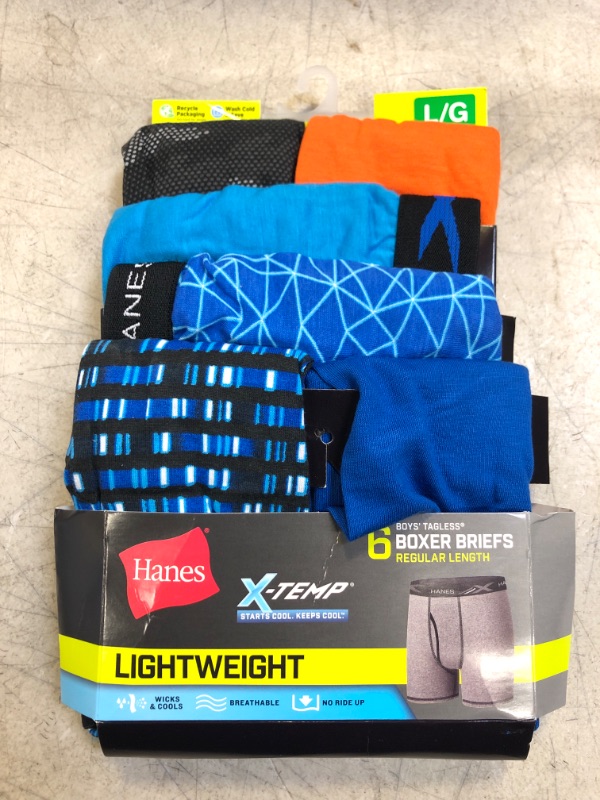 Photo 2 of Boys X-Temp® Lightweight Boxer Briefs 6-Pack  SIZE L
