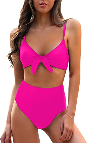 Photo 1 of Blooming Jelly Womens High Waisted Bikini Set Tie Knot High Rise Two Piece Swimsuits Bathing Suits  SIZE L
