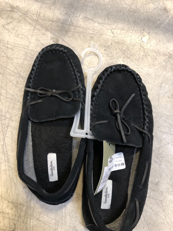 Photo 2 of  Men's Topher Moccasin Leather Slippers - Goodfellow & Co Black 11

