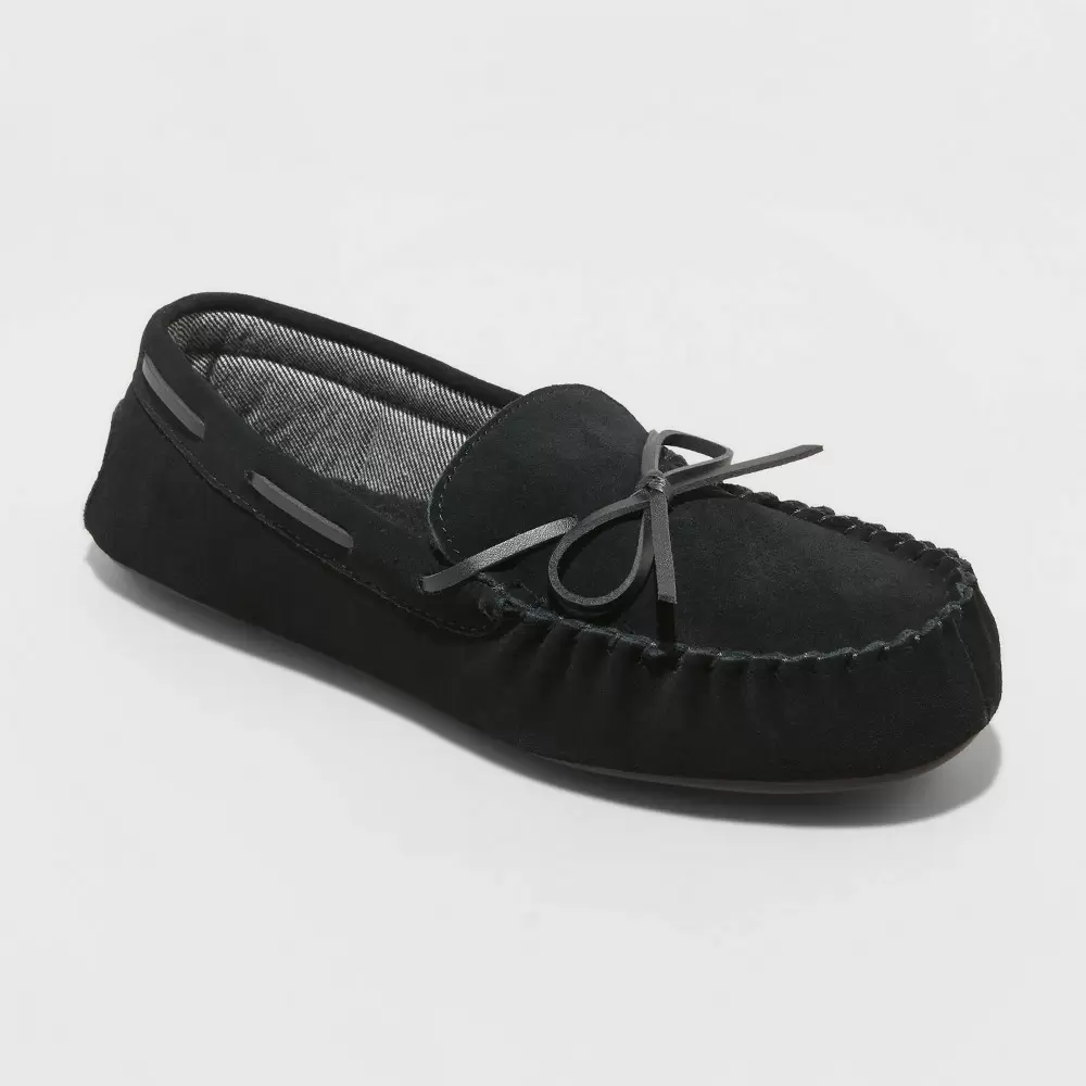 Photo 1 of  Men's Topher Moccasin Leather Slippers - Goodfellow & Co Black 11

