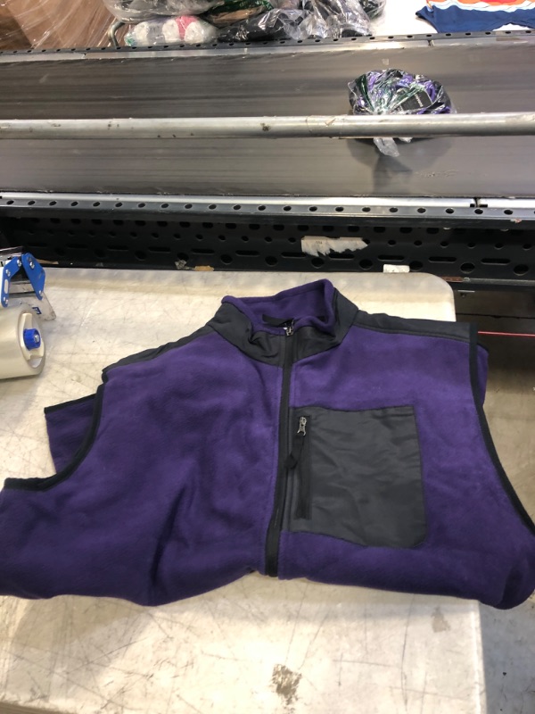 Photo 2 of Amazon Essentials Men's Full-Zip Polar Fleece Vest (Available in Big & Tall), Purple/Black, Color Block, X-Large
