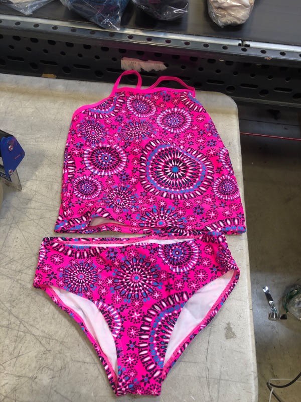 Photo 1 of 2 PC KIDS PINK MULTI COLRO SWIM SUIT ( SIZE: 14) 