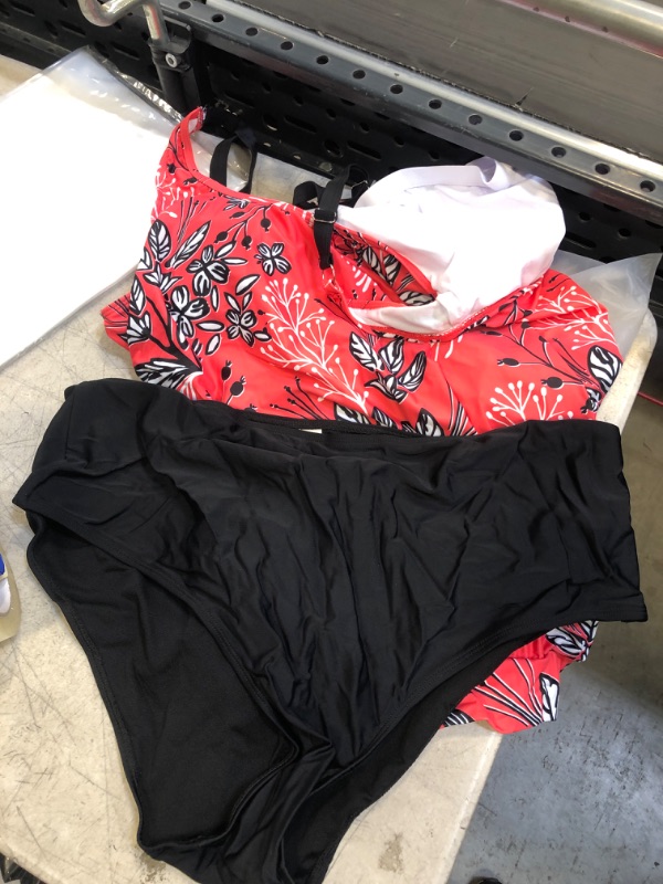 Photo 1 of 2 PC PINK TANKINI TOP AND BLACK BOTTOMS ( SIZE: 20W ) 