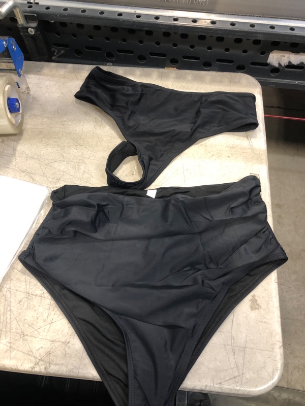 Photo 1 of 2 PC WOMENS  BLACK SWIM BOTTOMS ( DIFFERENT STYLES ) ( SIZE: LARGE ) 