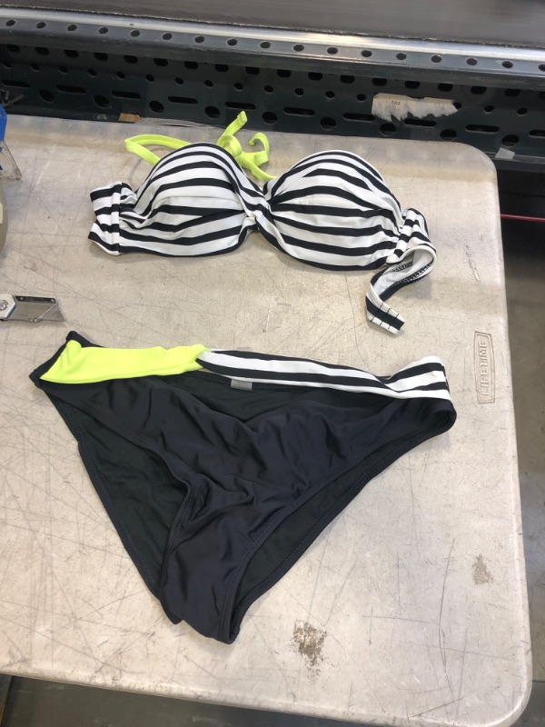 Photo 1 of 2 PC BLACK AND WHITE BIKINI SET ( SIZE: MED) 