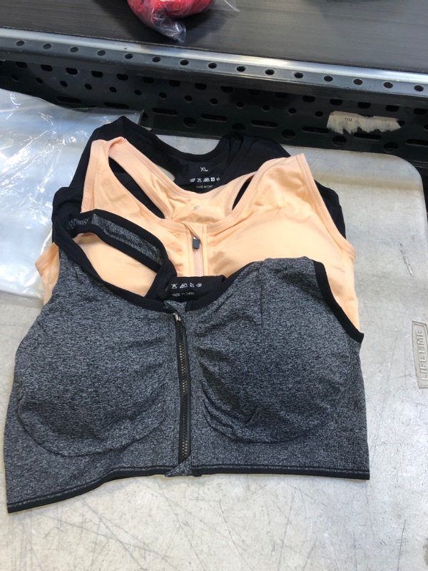 Photo 1 of 3 PC FRONT ZIP WORK OUT BRA ( SIZE:XL) 