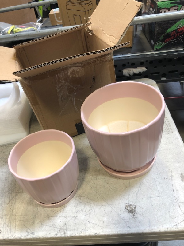 Photo 1 of 2 PC LIGHT PINK PLANT HOLDERS 