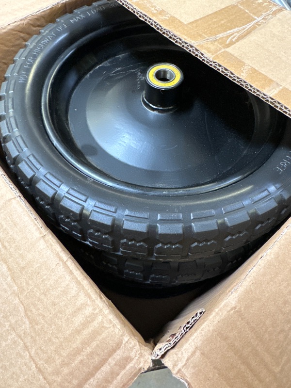 Photo 3 of (4-Pack) 13‘’ Tire for Gorilla Cart - Solid Polyurethane Flat-Free Tire and Wheel Assemblies - 3.15” Wide Tires with 5/8 Axle Borehole and 2.1” Hub 13“ Wheels -4 Pack