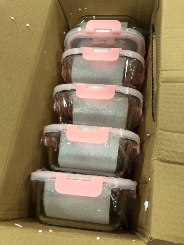 Photo 2 of [10 Pack] Glass Meal Prep Containers, Food Storage Containers with Lids Airtight, Glass Lunch Boxes, Microwave, Oven, Freezer and Dishwasher Safe Pink