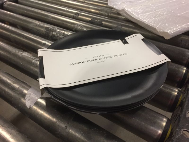 Photo 2 of ACASSA Black Dinner Plates Set of 4, Kitchen Plates, Matte Black Plates, Modern Dinner Plates, Dishwasher Safe, Unbreakable Dinnerware, Bamboo Fiber, Lightweight, Sustainable