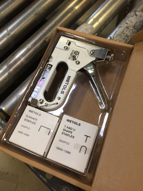 Photo 1 of WETOLS Staple Gun, Heavy Duty Staple Gun, 3 in 1 Manual Nail Gun with 6000 Staples(D, U and T-Type), for Upholstery, Material Repair, Carpentry, Decoration, Furniture, DIY, WE-811