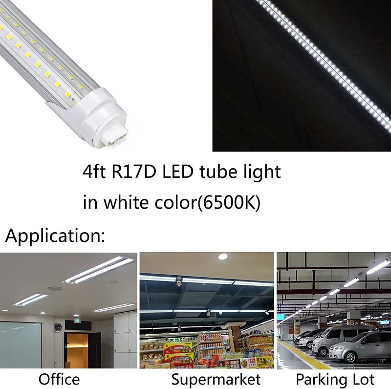 Photo 1 of 4 Foot T8 LED Tube Light 36W for 45.8" F48T12 60W White Fluorescent Bulb Replacement,Not Rotate R17d HO Base,High Brightness 6500K,Dual-End Powered,Ballast by Pass,Shop Lighting