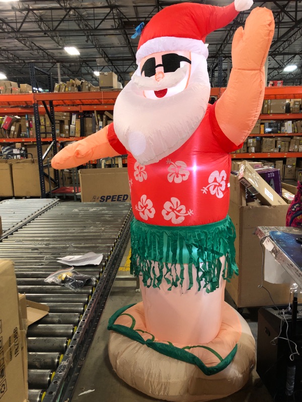 Photo 1 of 7 Ft Christmas Inflatables Hula Santa, Inflatable Hawaiian Santa with Led Lights Christmas Blow up Outdoor Lawn Yard Party Decor