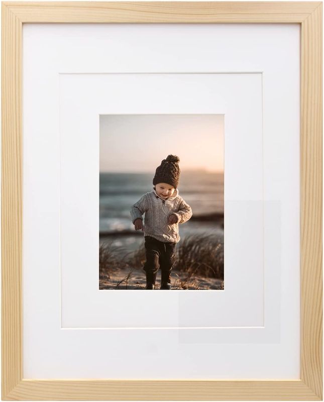 Photo 1 of 12x15 Picture Frame Natural Wood Frame with Acrylic Plexiglass for Pictures 5x7/8x10 with Mat or 12x15 without Mat, Tabletop and Wall Mounting Display