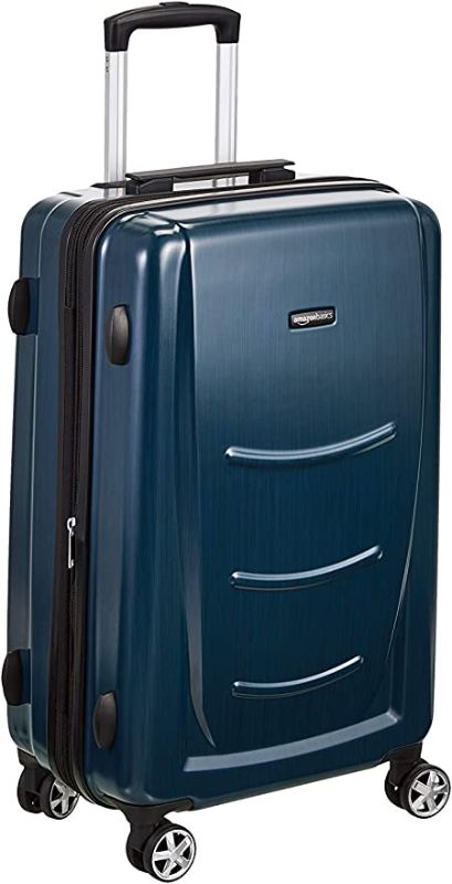 Photo 1 of Amazon Basics Hard Shell Carry On Spinner Suitcase Luggage - 22 Inch, Navy Blue
