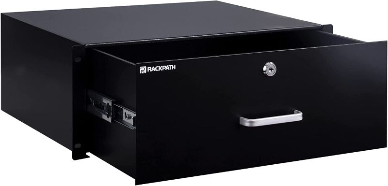 Photo 1 of RackPath 4U Rack Mount Drawer for 19 Inch AV/Network/DJ Equipment Racks or Cabinets with Lock and Key

