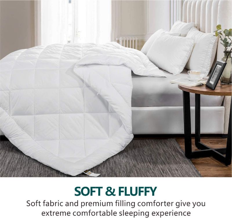 Photo 1 of Cozynight Soft Oversize King Comforter-Lightweight Down Alternative Comforter Duvet Insert with Corner Tabs-Fluffy Breathable Diamond Stitched Reversible Comforter (White,110"x98")
