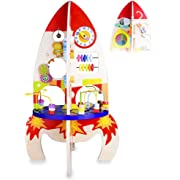 Photo 1 of Classic World Activity Cube Rocket, Activity Box Space Craft Activity Center with Bead Maze Gears Mirror Roller Coaster Busy Board for Toddlers Kids