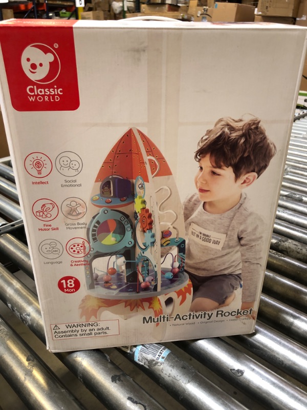 Photo 1 of Classic World Activity Cube Rocket, Activity Box Space Craft Activity Center with Bead Maze Gears Mirror Roller Coaster Busy Board for Toddlers Kids