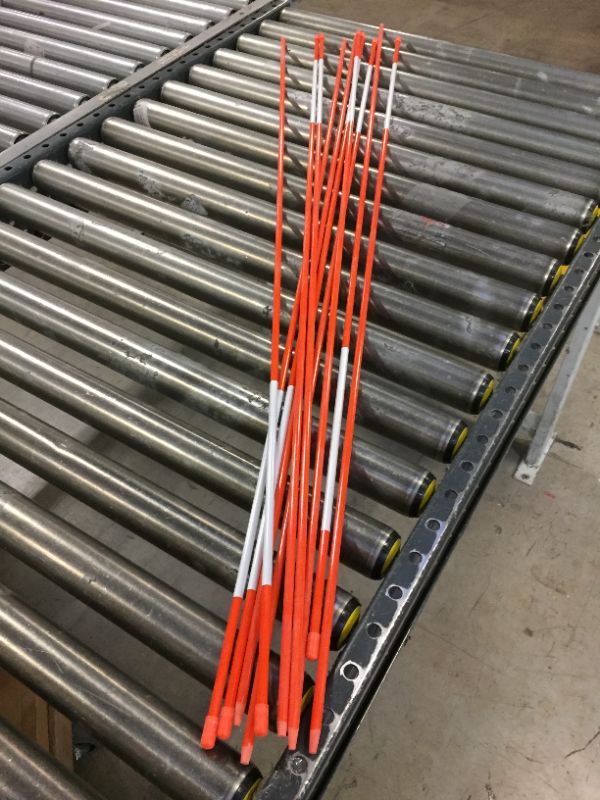 Photo 1 of 10 pcs 48 Inch Driveway Marker Reflectors 1/4 Inch Dia Orange Fiberglass Snow Stakes with Reflective Tape for Easy Visibility Reflective Driveway Poles for Snow Plowing