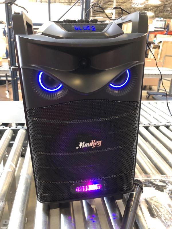 Photo 2 of Moukey Karaoke Machine, Big Woofer PA System, Powerful Sound, Portable Bluetooth Speaker with Wireless Microphone, Party Lights & Echo/Treble/Bass Adjustment, Support TWS/REC/AUX/MP3/USB/TF/FM