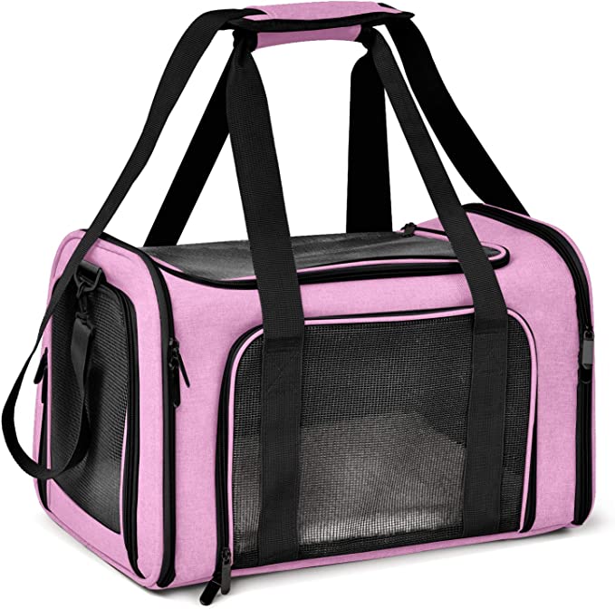 Photo 1 of  Pet Carrier Collapsible Travel Puppy Carrier - Pink