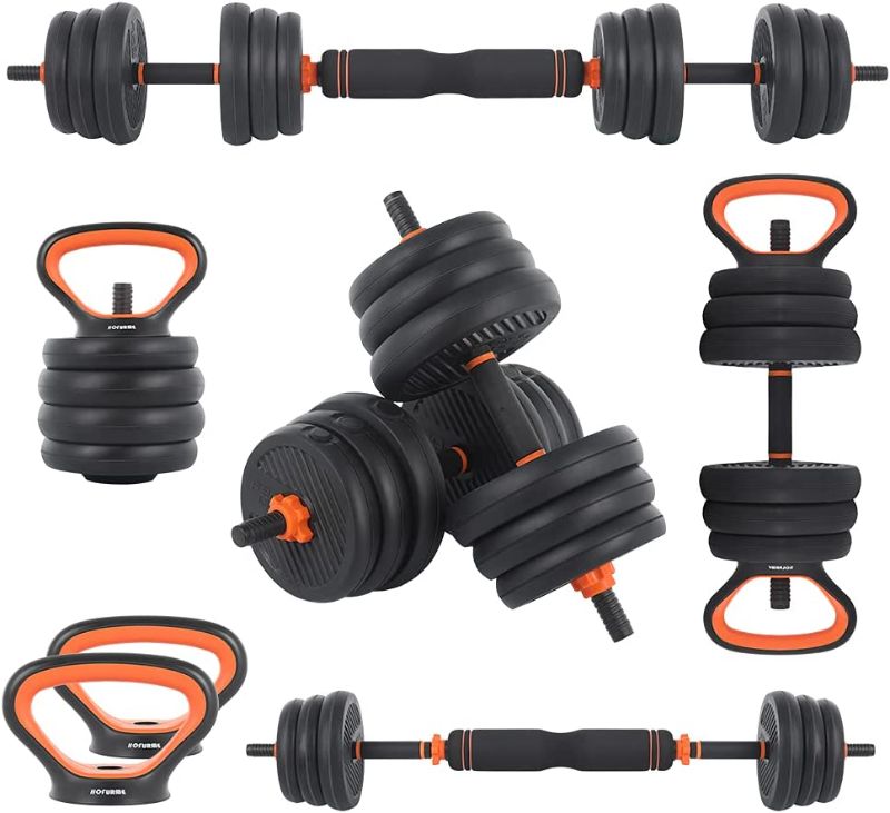 Photo 1 of  Adjustable Dumbbell Set, 55 LBS Free Weights Dumbbells, 4 in 1 Weight Set, Dumbbell, Barbell, Kettlebell and Push-up, Home Gym Fitness Workout Equipment for Men and Women