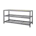 Photo 1 of 18 in. H x 36.2 in. W 8-Pair 3-Tier Slate Gray Steel Shoe Storage Bench
