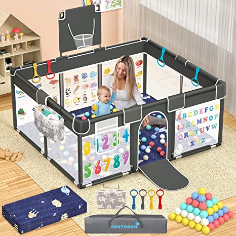 Photo 1 of Baby Playpen with Play Mat, 71x51? Extra Large Playpen with Gate, Indoor & Outdoor Baby Fence, Anti-Fall Play Yard for Babies ?and Toddlers, Kids, Children's