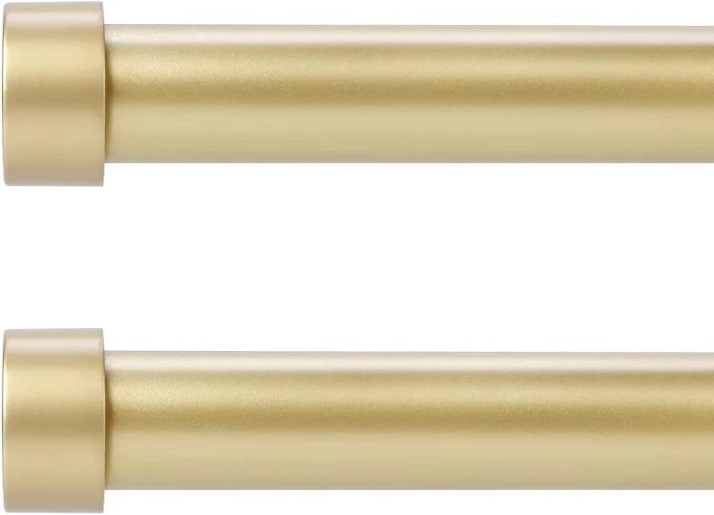 Photo 1 of  2 Pack Gold Rods for Window 48-84 inch, Adjustable Single Window Curtain Rods With End Cap Design Finials,Drapery Rods of Window Treatment,1 inch Diameter,Warm Gold
