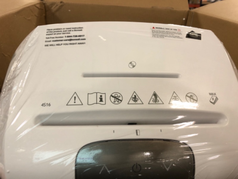 Photo 3 of Bonsaii EverShred Pro 4S16 6-Sheet Micro-Cut Paper/CD/Credit Card Shredder,60 Mintues Continuous Running with 4 Easy Move Casters,High Security P-5,White