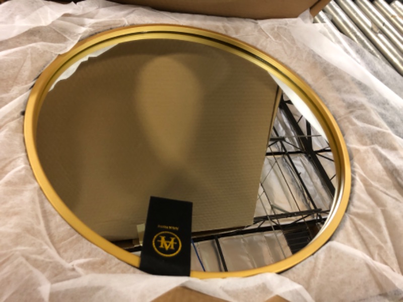 Photo 2 of Arcus Home Round Mirror 18 inch Gold Circle Mirror Metal Framed Wall Mirror for Bathroom Bedroom Living Room Vanity Entryways, Easy to Install Gold 18"