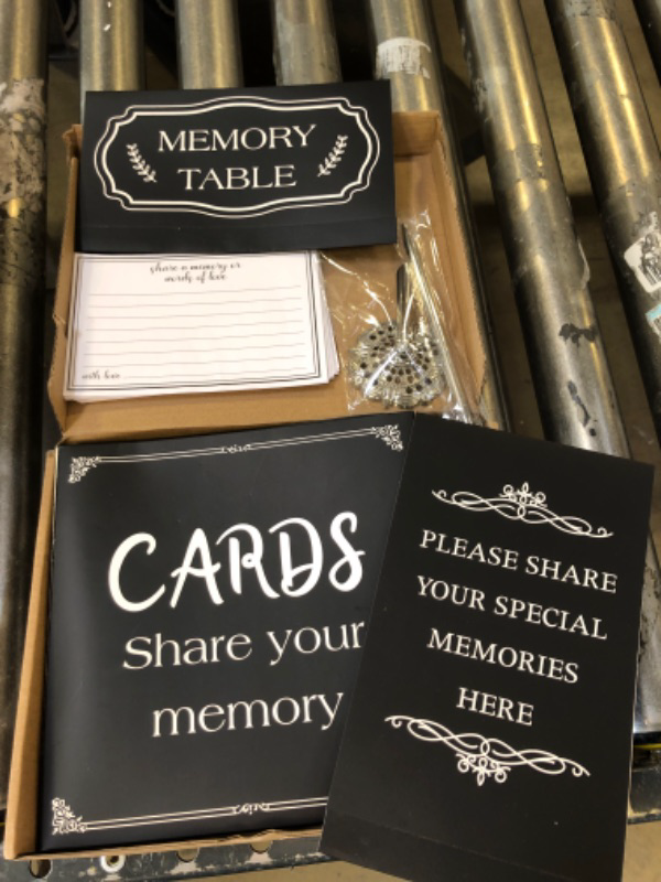 Photo 2 of  Funeral Memory Party Sets, 50 Celebration of Life Memory Cards, 2 Memory Signs, 1 Memory Box, 1 Silver Signature Pen for Celebration of Life Memorial Services 