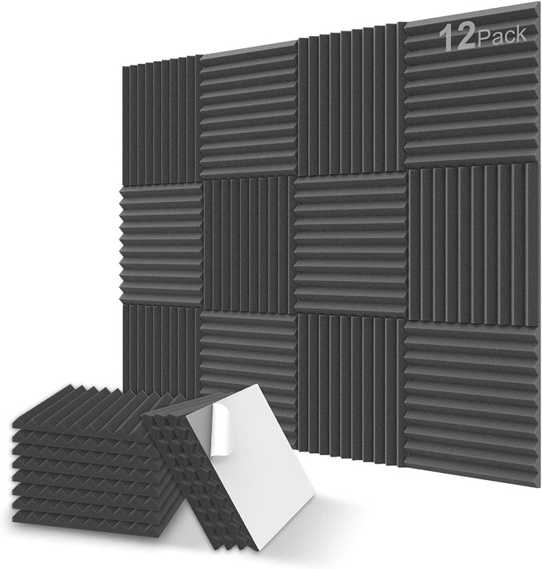Photo 1 of 12 Pack Sound Proof Foam Panels, 1" X 12" X 12" Acoustic Foam Panels, Acoustic Panels Wedges High Density, Soundproof Wall Panels for Treatment Home Studio(Charcoal)
