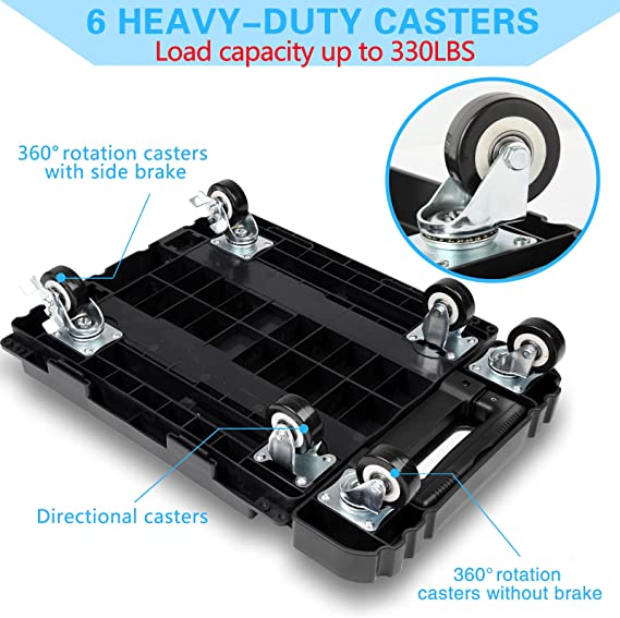 Photo 2 of  Folding Hand Truck with 6 Wheels Collapsible Grocery Cart Dolly for Moving Heavy Duty Foldable Platform Cart, Size-Adjustable