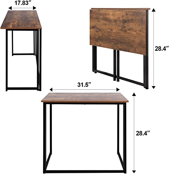 Photo 2 of Leopard Outdoor Products Folding Computer Desk for Small Spaces, Space-Saving Home Office Desk, Foldable Computer Table, Laptop Table, Writing Desk, Compact Study Reading Table (Rustic Brown)